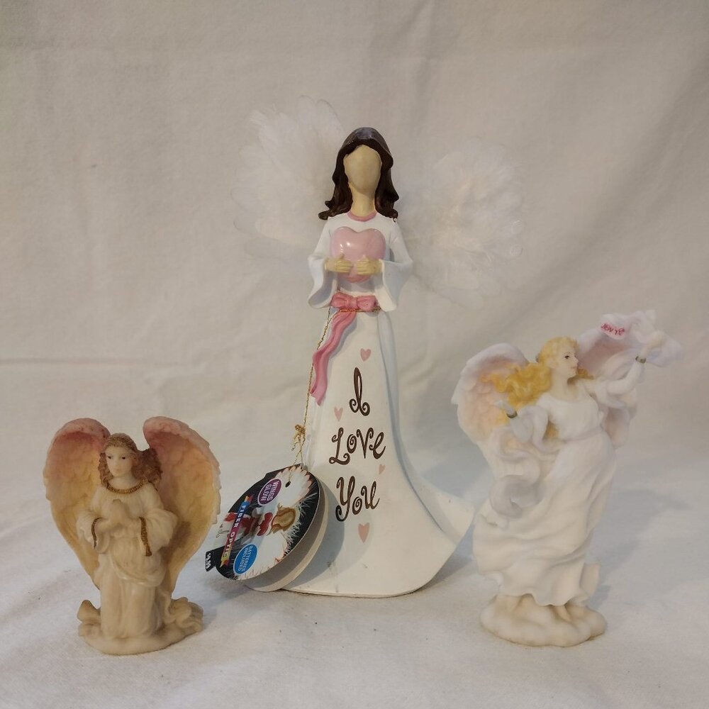 Lot of 3 - Vintage Porcelain and Resin Angels.